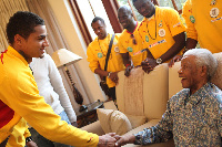 K.P Boateng in a handshake with the late Nelson Mandela