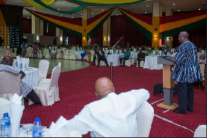 President John Dramani Mahama addressing Senior citizens at the luncheon