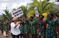 Matilda Asante with her free SHS protection campaign in Kumawu