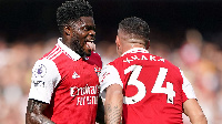 Partey celebrates with Granit Xhaka