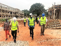 A delegation inspecting the ongoing Creative Arts SHS project in Kwadaso