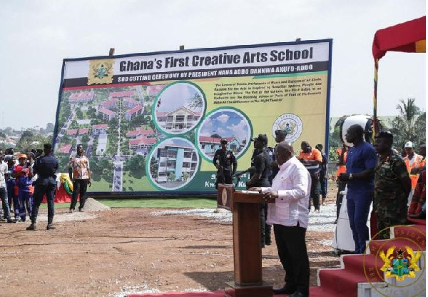 President Nana Addo Dankwa Akufo-Addo speaking at the sod-cutting ceremony