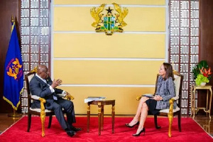 President Nana Akufo-Addo with the French Ambassador Anne Sophie Ave