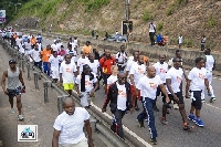 Daniel McKorley leading his staff during the health walk