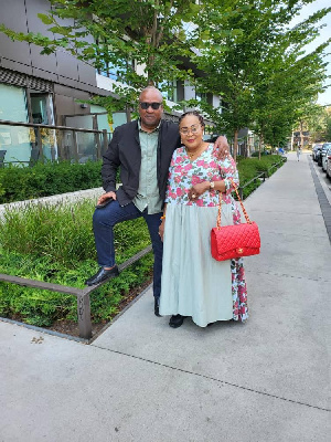 The couple, John and Lordina Mahama, pose for the camera