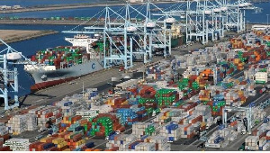 Containers displayed at a port