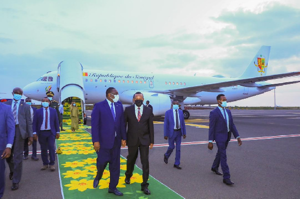 Senegal president macky Sall arrives in Addis Ababa