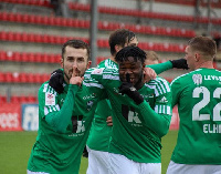 Ghanaian winger, Ernest Agyiri with his teammates