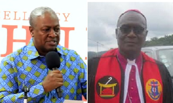 Former President John Mahama (left) and Rt. Rev. Stephen R. Bosomtwe Ayensu (right)