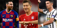 Lionel Messi, Robert Lewandowski and Cristiano Ronaldo