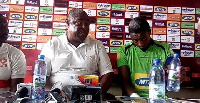 Paa Kwesi Fabin with goalkeeper Felix Annan