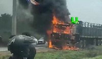 The truck was captured on video going up in flames