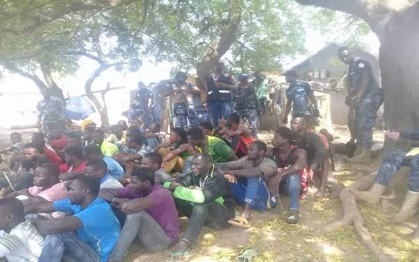 Some of the rounded up culprits at the mining slum