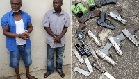 The alleged coup plotters and an image of their weapons