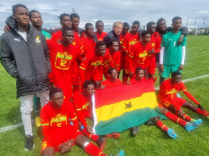 Milovan Rajevac with Ghana's U-17 team, the Black Starlets after the match