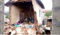 Collapsed building at Gomoa Jukwa in Gomoa Central District of the Central Region.