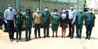 Group picture of new and outgoing Regional Commander with Greater Accra Command Administrative Team