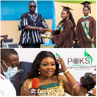 Rawlene Abena Pokua Guh and the Ashaiman MP are seen here during the graduation