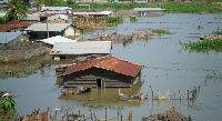 Several houses submerged in the flood after the downpour