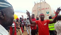 Some tanker drivers in a demonstration