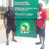 Richard Kingson (right) and Cudjoe Addo at CAF's first goalkeeping instructors course.