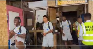 Some of the Black Stars arriving at the Kumasi Airport