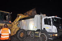 A truck evacuating the 'borla'