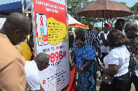 Mrs Akosua Fremah Opare (middle) with other dignitaries unveiling the Support Code