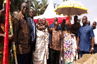 President Nana Addo Dankwa Akufo-Addo with some leaders of Jomoro Municipality