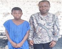 15-year-old Adom with CrimeCheck Ghana boss