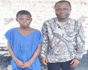 15-year-old Adom with CrimeCheck Ghana boss