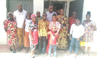 Dr. Kwamena Minta Nyarku with some inhabitants of the Kakumdo community CHPS compound