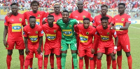 Asante Kotoko players in a pose