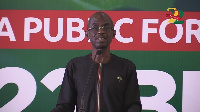 John Asiedu Nketia speaking during the 'Awudie Budget' public forum in Accra