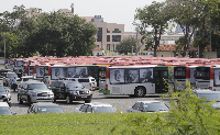 The 116 Chinese Huanghai buses was parked at the car park of Parliament