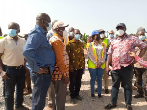 Kwesi Amoako-Atta addressing the media in Wa after inspecting work on the roads that were washed-off