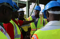 Communications Manager Agbeko Azumah with journalists