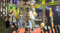 Hezron with his dancers and backing vocalists during the launch of his album