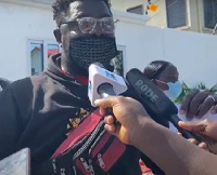 A Nigerian protester in Ghana's capital, Accra