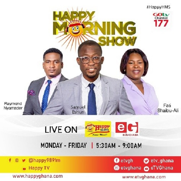 The Happy Morning show is broadcast every week day between 5am – 10 am