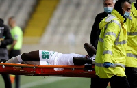 Ernest Asante on the stretcher