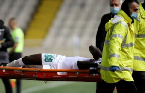 Ernest Asante on the stretcher