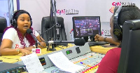 Nana Ama McBrown [L] speaking to Jessica on Citi FM