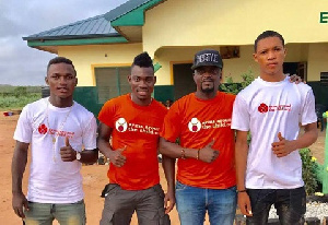 Christian Atsu with Black Starlets duo Emmanuel Toku, Iddrissu Mohammed and manager Hay Yartey