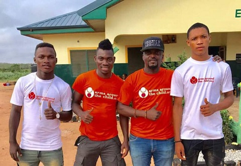 Christian Atsu with Black Starlets duo Emmanuel Toku, Iddrissu Mohammed and manager Hay Yartey