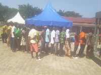 Delegates in a queue to cast their vote