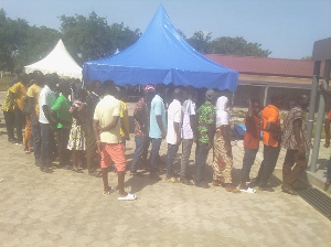 Delegates in a queue to cast their vote