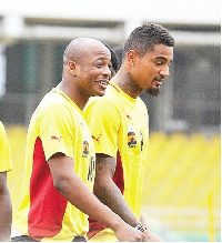 Black Stars Captain, Andre Dede Ayew and former teammate Kevin-Prince Boateng