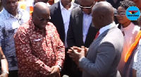 President Akufo-Addo being briefed during his visit to the gas explosion scene on Monday October 9