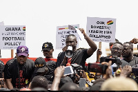 Saddick Adams (middle) is one of the leaders of the demonstration